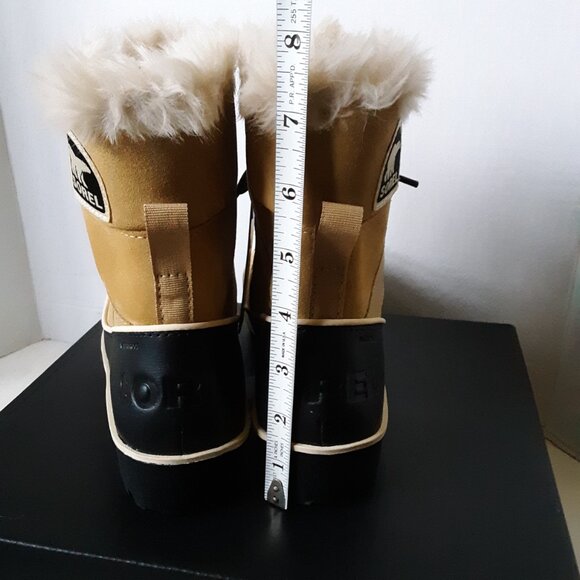 Sorel Tivoli II Women's Boot size 5M Tan Suede Black Winter Fur Lined - Picture 8 of 11